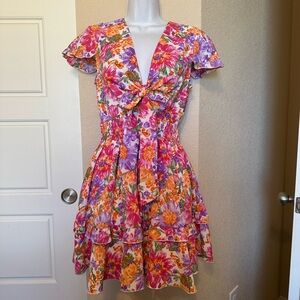 Floral Twist-Front Mini Dress